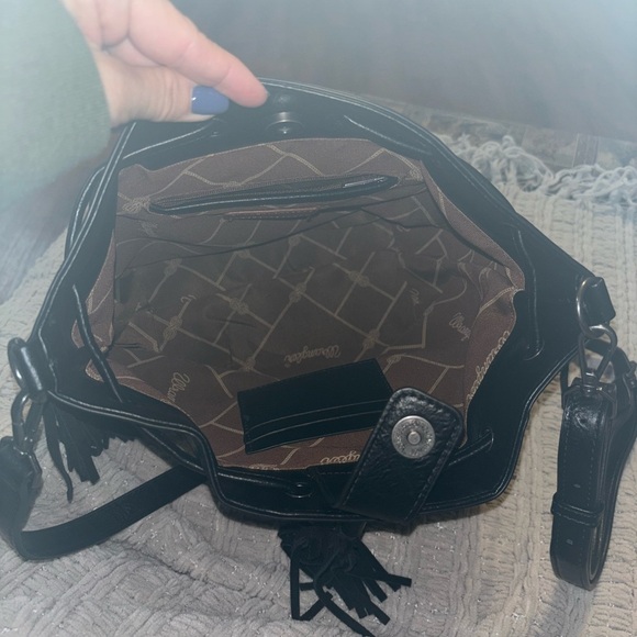 Wrangler Black and Brown Patterned Fringe Bag - Picture 4 of 9